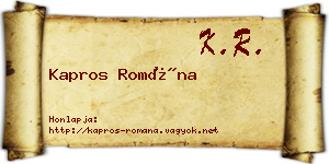 Kapros Romána névjegykártya